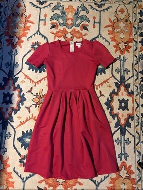 LuLaRoe Short Sleeve Fit-and-Flare Dress in Deep Berry